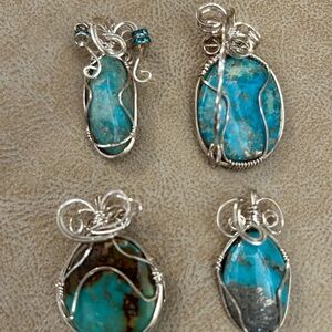 Silver and Turquoise Wire Wrapped Pendants